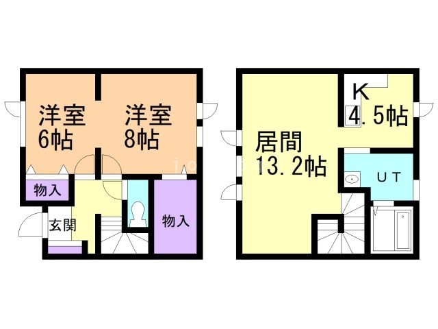 帯広市西二条南のアパートの間取り