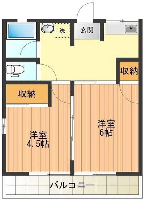 八王子市諏訪町のアパートの間取り