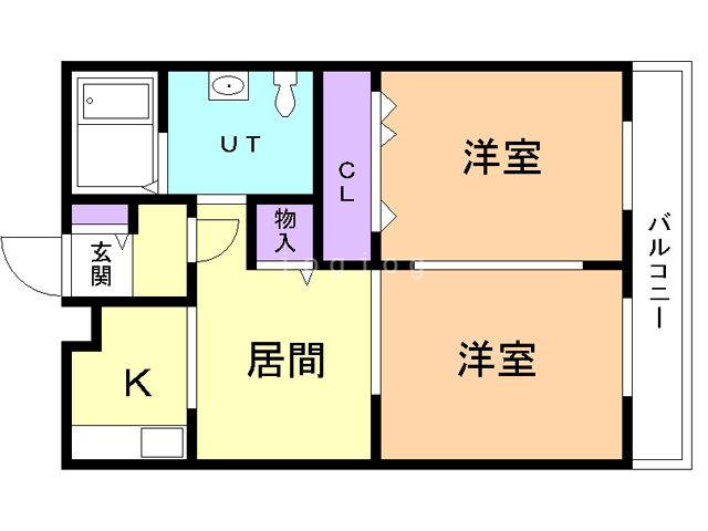 札幌市西区平和二条のマンションの間取り