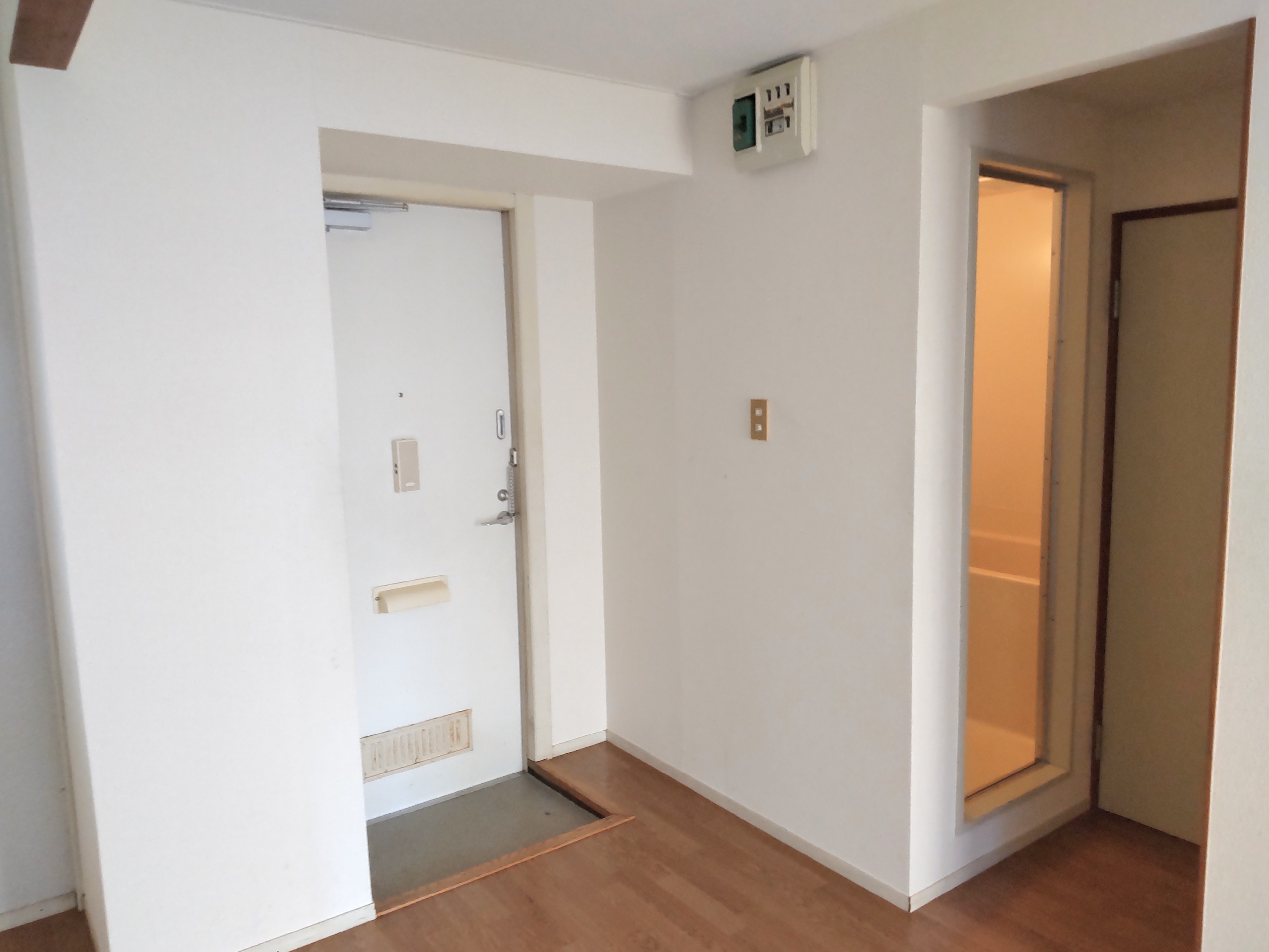 玄関　右側はサニタリー（浴室・トイレ・室内洗濯機置場）