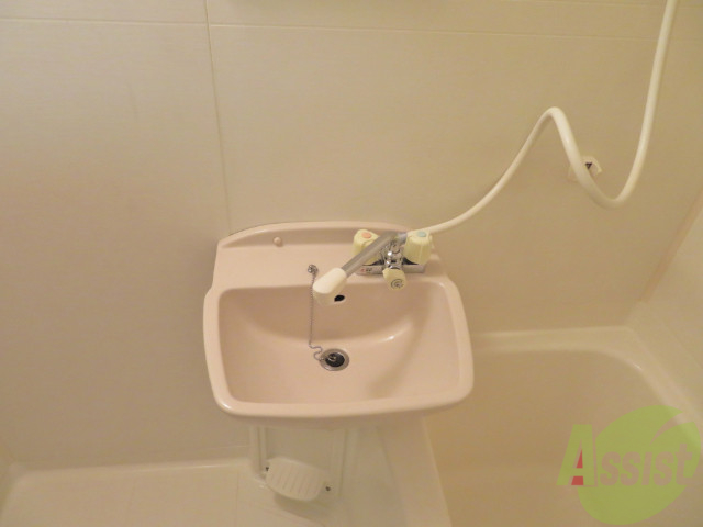 洗面設備　洗面台はこちらコンパクトですが朝の支度には助かりますね