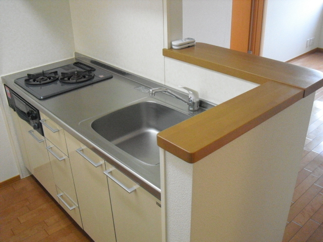 キッチン　料理の幅も広がる　対面式ガス２口システムキッチン