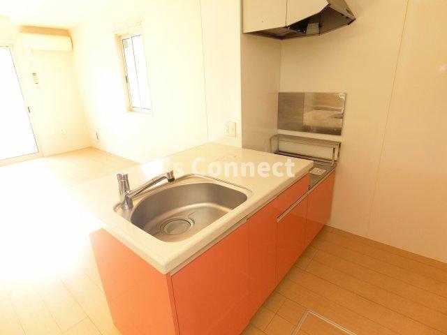 キッチン　２口ガスコンロ設置可能な対面キッチン。