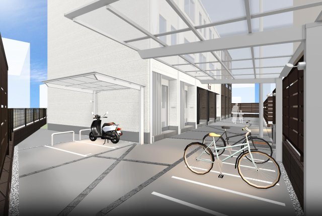 駐車場　屋根付き駐輪場・バイク置場（イメージ）