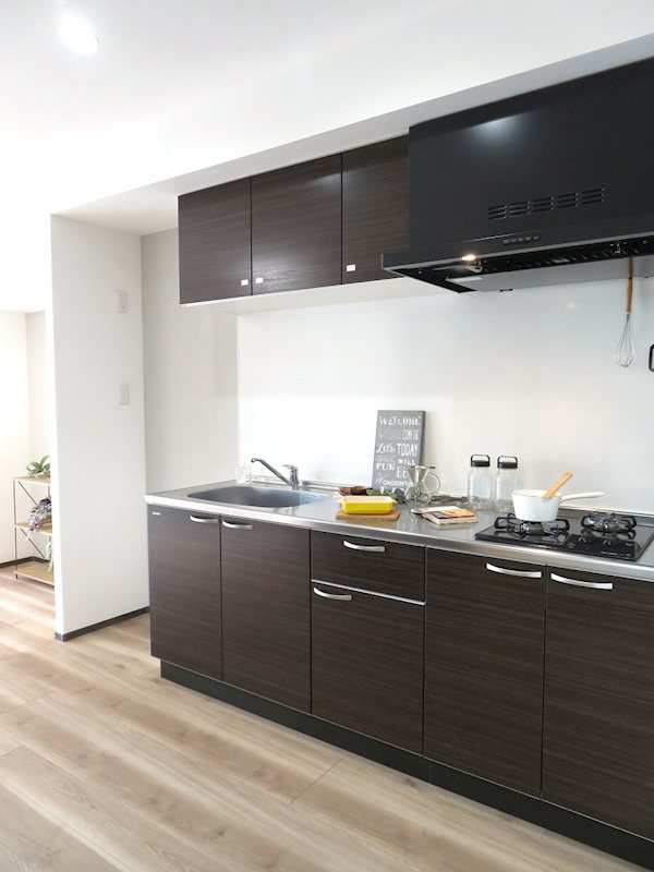 キッチン　２口コンロのシステムキッチン♪※雑貨はイメージになります