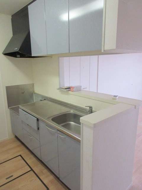 キッチン　上下の収納も豊富なガス２口設置可キッチン