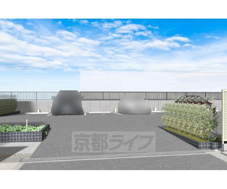 駐車場　・外観パース。完成予想図です。