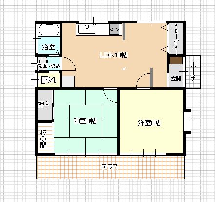 加治屋平家戸建貸家の間取り写真