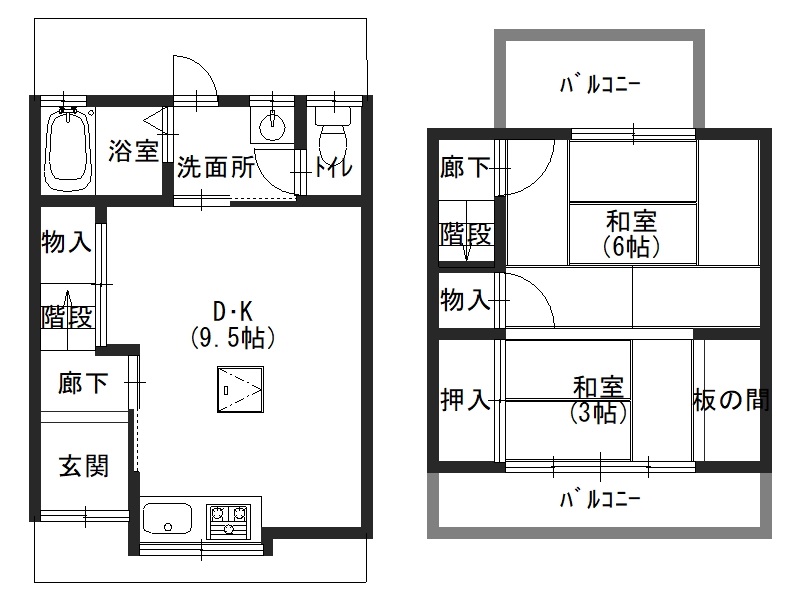 堺市西区浜寺石津町東4丁テラスハウスの間取り写真