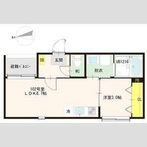 仙台市地下鉄南北線 河原町駅 徒歩10分 3階建 築1年の間取り写真