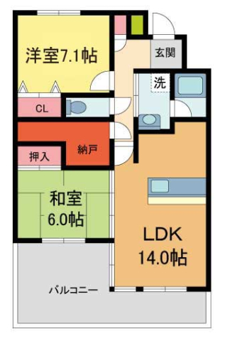 白鷹苦楽園マンションの間取り写真