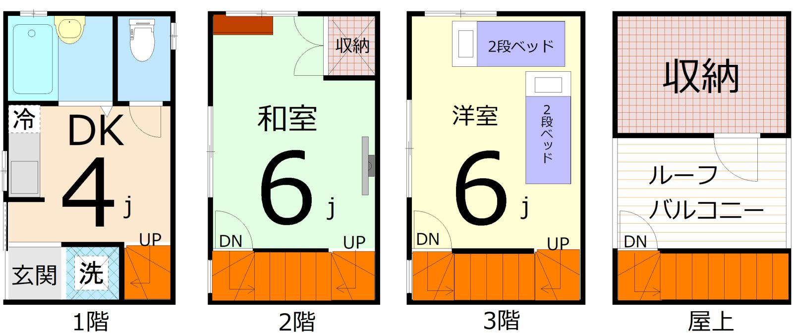 南海本線 住ノ江駅 徒歩6分 3階建 築34年の間取り写真