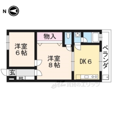 京都市右京区西京極午塚町のマンションの間取り