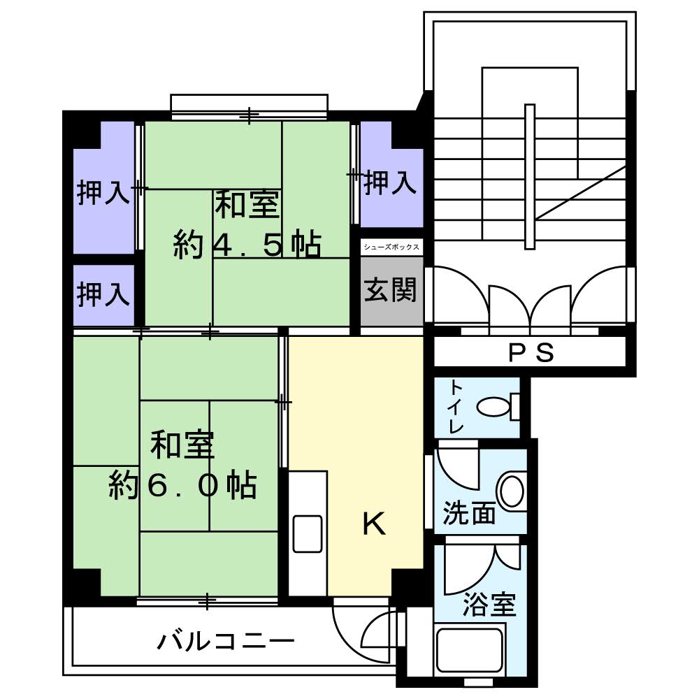 ビレッジハウス高木1号棟の間取り