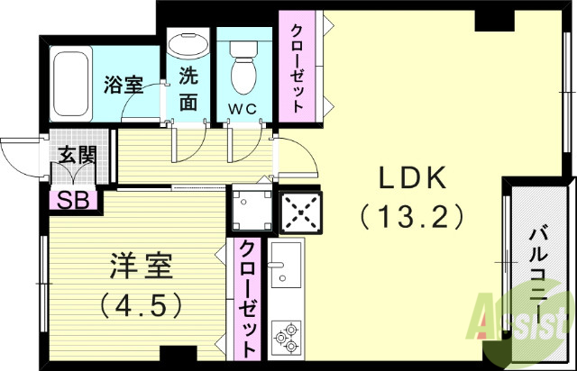 神戸市垂水区霞ケ丘のマンションの間取り