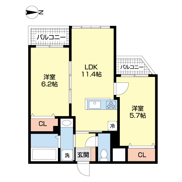 Ａｐａｒｔｍｅｎｔ　Ｇｒｕｓ　Ｏｋａｍａｃｈｉの間取り