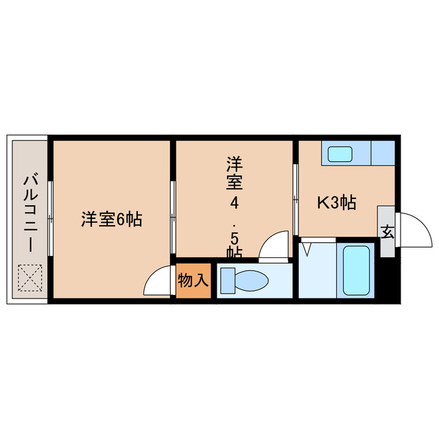 都城市花繰町のアパートの間取り