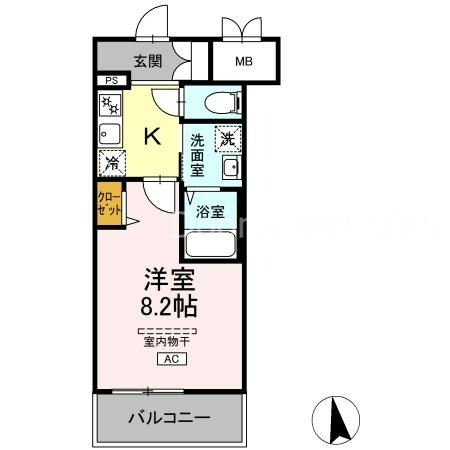 岡山市北区大学町のマンションの間取り