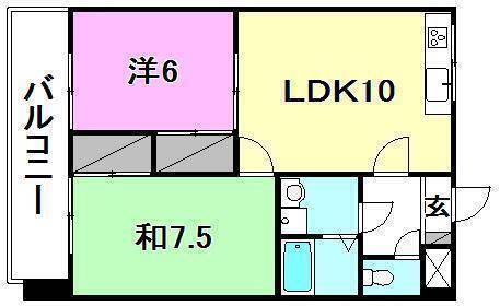 松山市南久米町のマンションの間取り