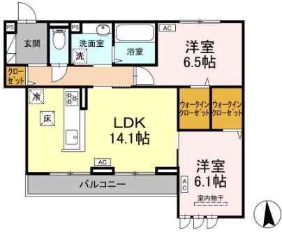 倉敷市日吉町のアパートの間取り