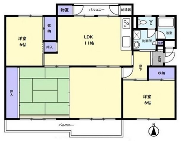 鳶尾団地　24-1号棟１号棟の間取り