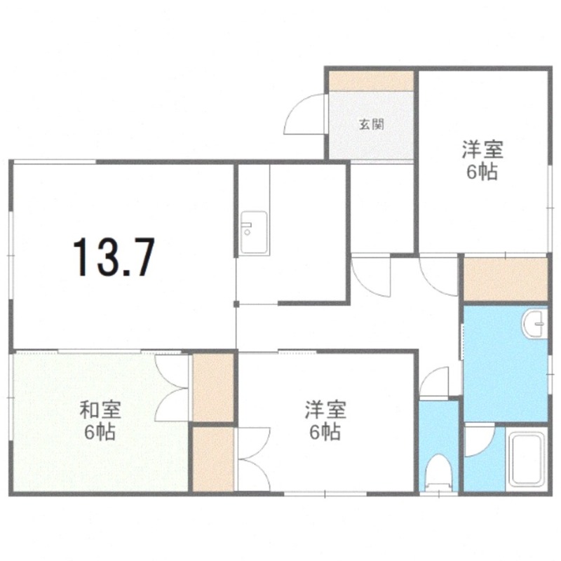 札幌市手稲区稲穂三条のアパートの間取り