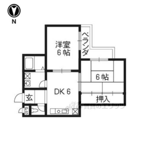 京都市西京区桂徳大寺町のマンションの間取り