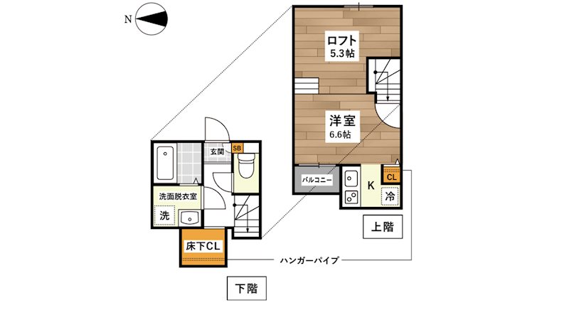 熊本市西区蓮台寺のアパートの間取り