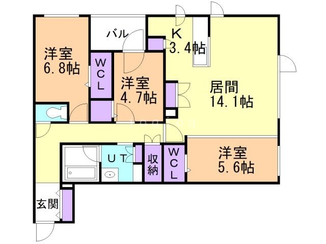 札幌市中央区南十七条西のマンションの間取り