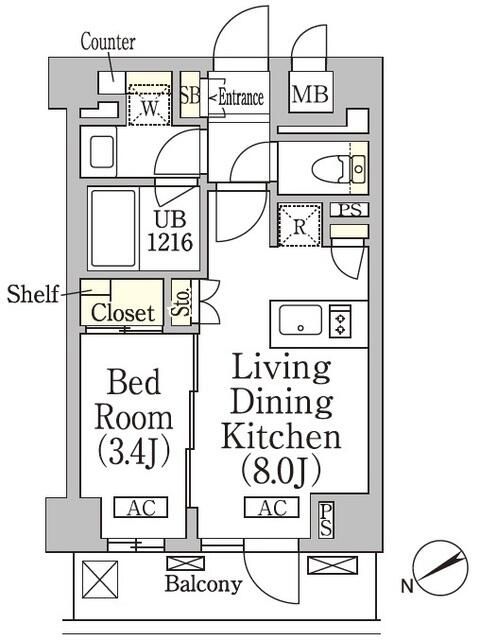 新宿区高田馬場のマンションの間取り