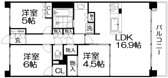 プラウド枚方岡南町の間取り