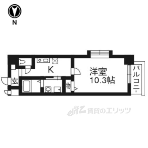 京都市伏見区深草直違橋５丁目のマンションの間取り