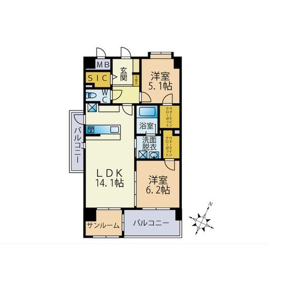 大野城市仲畑のマンションの間取り