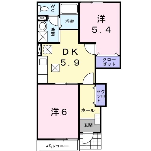 コーポラス・カマタ　Ａの間取り