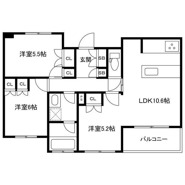 姫路市大津区天神町のマンションの間取り