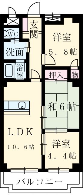 春日井市春日井町のマンションの間取り