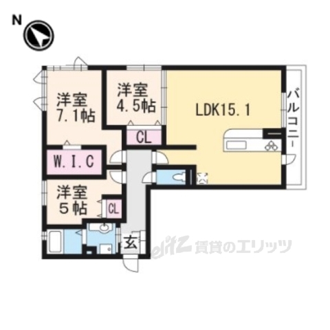 大津市滋賀里のアパートの間取り