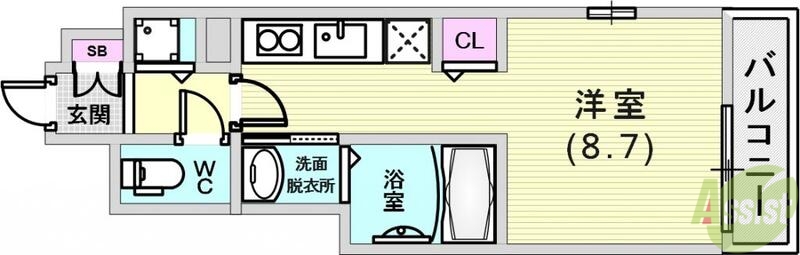 神戸市中央区楠町のマンションの間取り