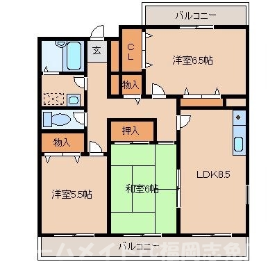 糟屋郡志免町大字志免のマンションの間取り