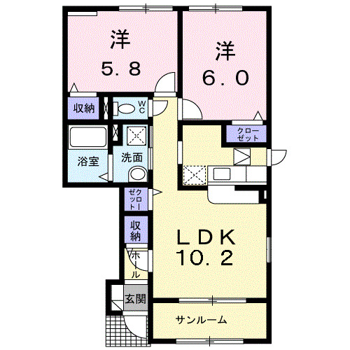 高岡市石瀬のアパートの間取り