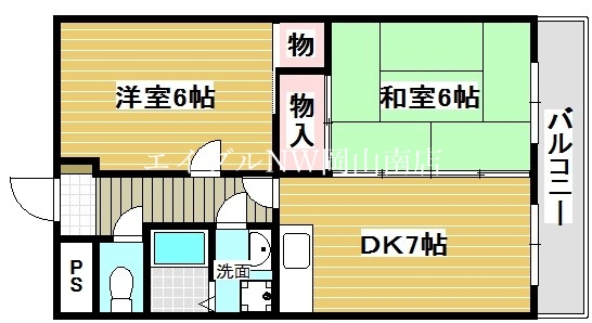 玉野市田井のマンションの間取り