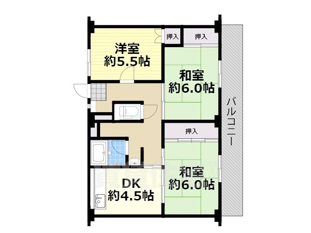 堺市西区草部のマンションの間取り