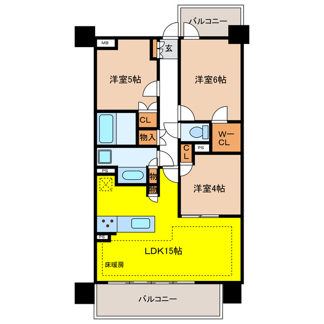 岐阜市高野町のマンションの間取り