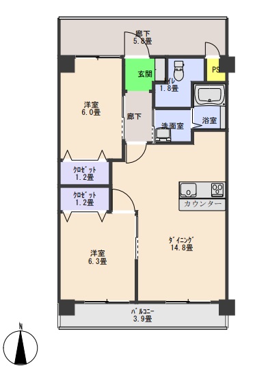 コスモシティ荒町の間取り