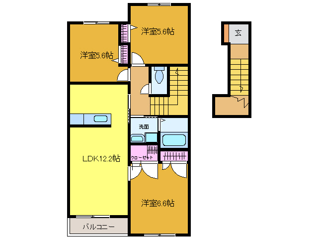 ベルセ東若宮Ａ棟の間取り