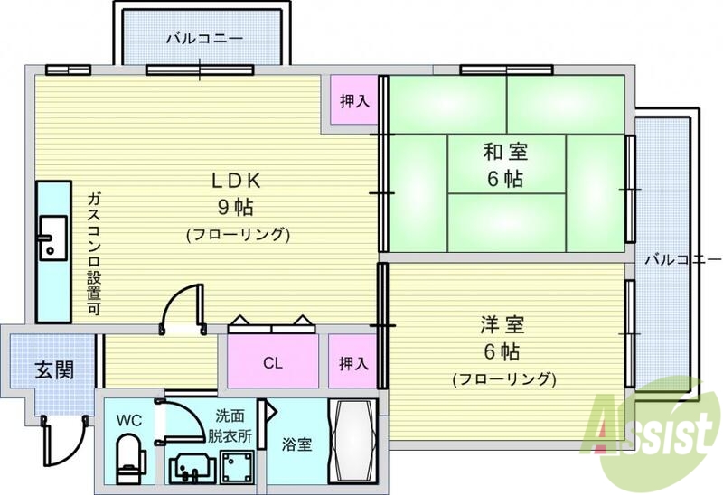 豊中市本町のマンションの間取り