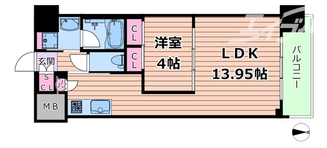 大阪市淀川区宮原のマンションの間取り