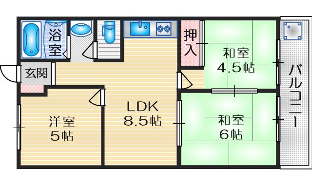 ハイツ上野台A棟の間取り