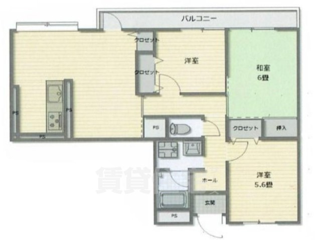 東大阪市高井田のマンションの間取り