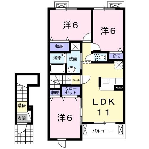 泉南郡熊取町大宮のアパートの間取り